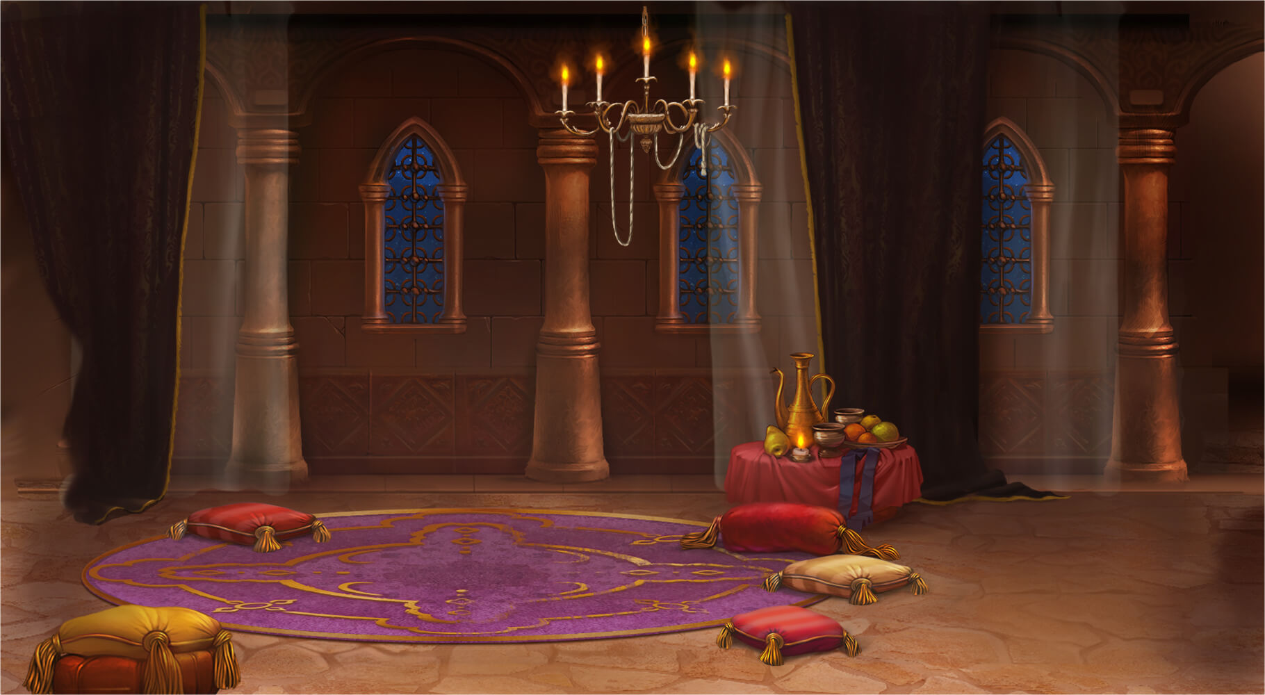 DirtyLeague battleground: magical stone board facing a guardian